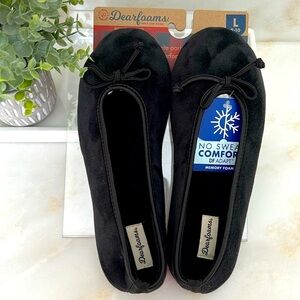Dearfoams Ballerina Black Slippers (L:9-10)